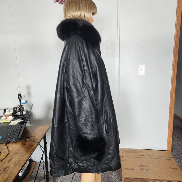 #717 5XL leather/fox fur coat - Picture 4 of 5